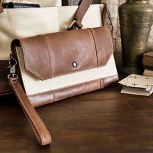 Load image into Gallery viewer, Fortis Clutch Envelope - Creme' and Brown